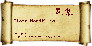 Platz Natália névjegykártya