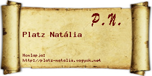 Platz Natália névjegykártya